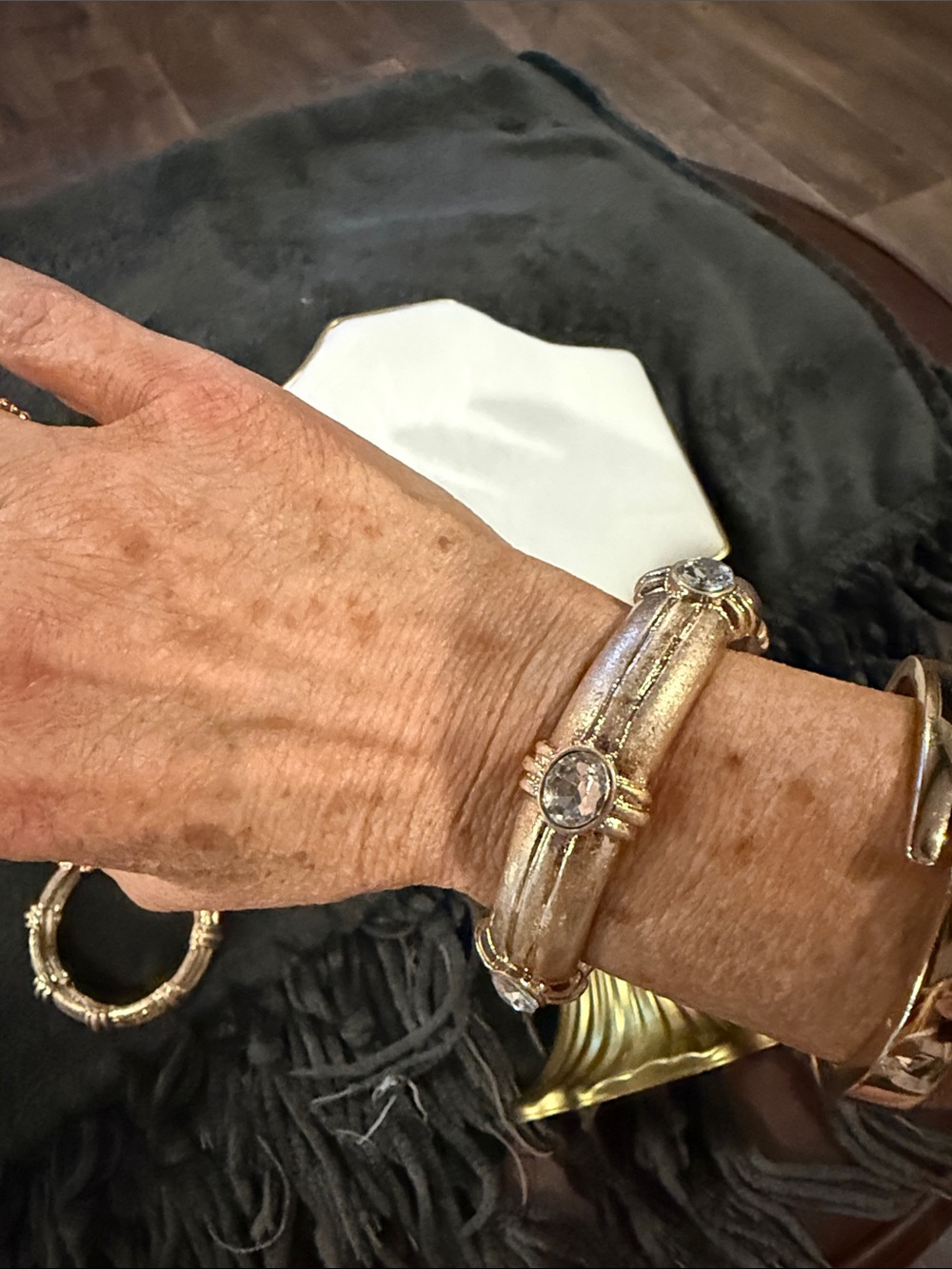 Gold-Tone Crystal Accent Bangle Bracelet